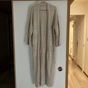 ロングカーディガン 透かし編み ベージュ