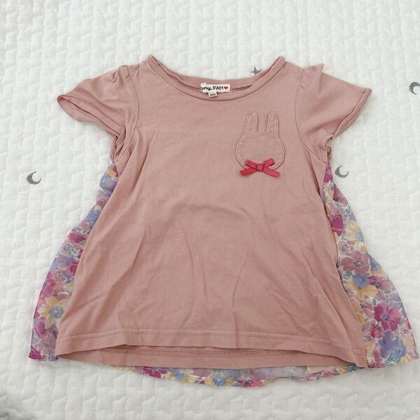 エニィファム 100 半袖Tシャツ 半袖カットソー 女の子 うさぎ 花柄