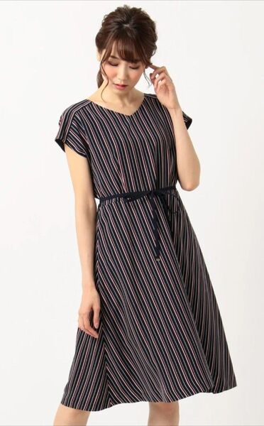 any SiS/洗えるクラシカルレディストライプ ワンピース ネイビー系