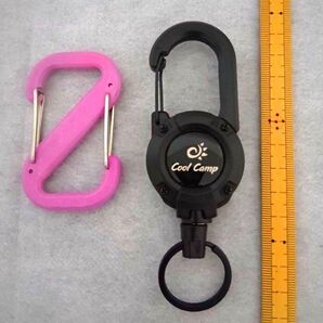 .*7月中削除.*【開封のみ未使用品】カラビナ キーリング アウトドア キャンプ 登山 クライミング フェス 旅行 防犯 リール付