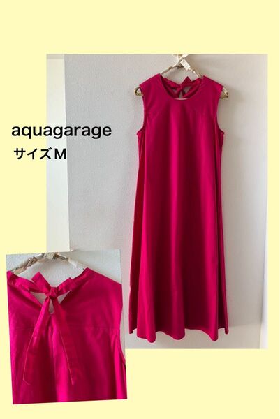 aquagarage ワンピース ノースリーブ ピンク ノースリーブワンピース
