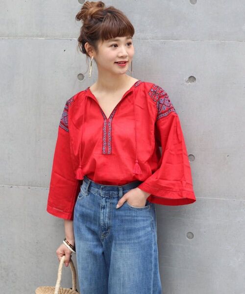 JOURNAL STANDARD relume エンブロイダリー 七分袖ブラウス フリーサイズ
