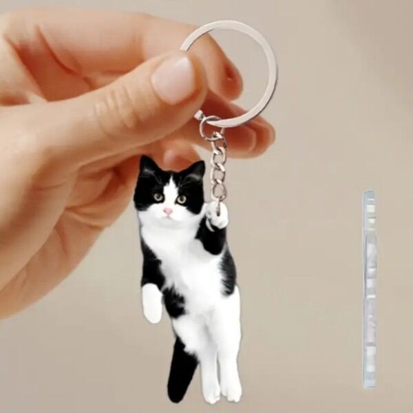 ハチワレ キーホルダー 猫 A-41