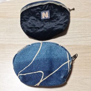 ポーチ 2個セット ベロア &麻 小物入れ