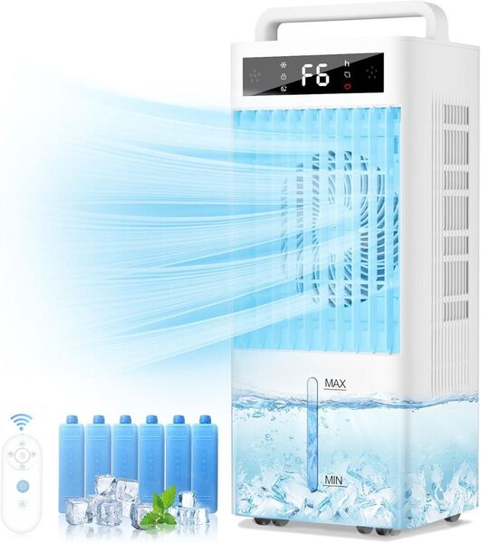 冷風機 強力 冷風扇 大容量 10L水タンク 冷風扇風機 保冷パック6個 6階段冷風 リモコン 遠隔操作 タッチ操作