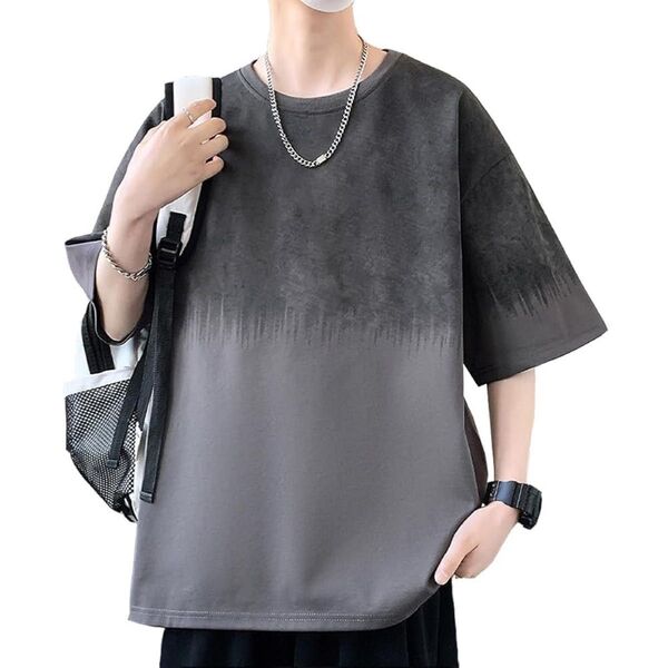 Tシャツ メンズ 半袖 無地 夏服 綿 大きいサイズ グラデーション tシャツ 柔らかい 通気性 吸汗薄手丸首 夏