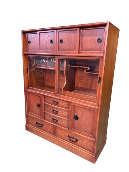 木目が美しい 天然木 和家具 古家具 茶箪笥 タンス 昭和レトロ 家具