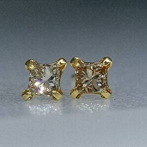 K18YG プリンセスダイヤモンドピアス 0.16ct 新品未使用商品