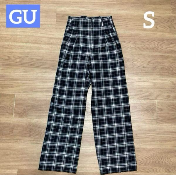 GU ジーユー ハイウエスト チェック パンツ スラックス S