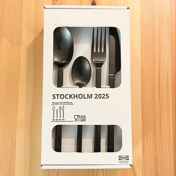 IKEA STOCKHOLM 2025 ストックホルム 2025カトラリー24点セット, ブラック スプーン フォーク ナイフ
