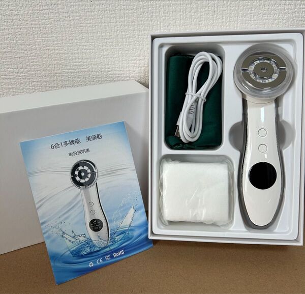 美顔器 多機能 フェイス RF 光EMS イオン導入 エステ 5色LED光エステ 毛穴ケア 肌ケア リフトアップ 温熱効果