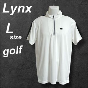 Lynx リンクス メンズ ゴルフ 半袖カットソー L ハーフジップ /S51☆