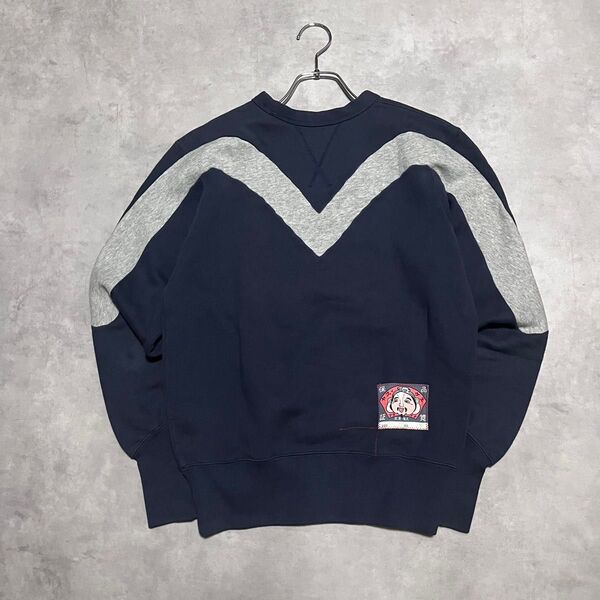 Evisu エヴィス スウェット 大黒 ビックカモメ ネイビー トレーナー M 両V 前V はめ込みガゼット リブ長 サイズ34