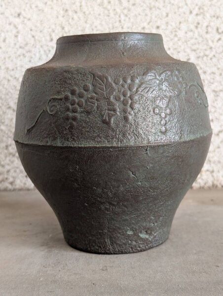 南部鉄器 花器 ヴィンテージ 蔵出し 年代不明 戦後? 青銅? 花入 壺 時代物 花瓶 鉄瓶 置物 インテリア ⑮