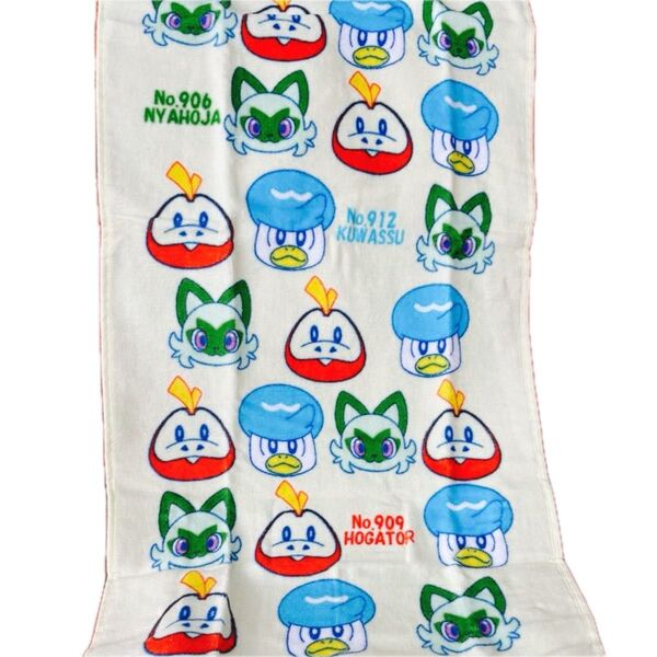 【新品未使用】フェイスタオル ポケモン(ニャオハ、ホゲータ、クワッス)1枚 クリーム色 総柄