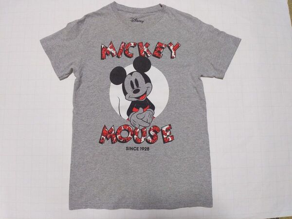 ディズニー プリントタグ ミッキーマウス Tシャツ グレー