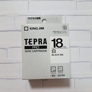 キングジム テプラ PRO テープ SS18K 18mm 白 テープカートリッジ 黒文字 白テープ テプラPRO 新品 未開封品