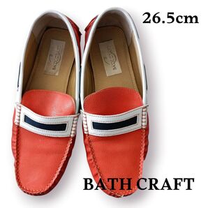 BATH CRAFT メンズ レザー ドライビングシューズ 26.5 オレンジ