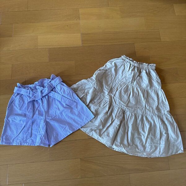 130 ショートパンツ 女の子 キッズ キュロット スカート ハーフパンツ 子供服 ティアードスカート ユニクロ ジーユー