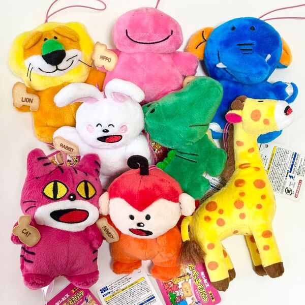 たべっ子どうぶつ ややちびでか マスコット 8種セット らいおん うさぎ ぞう ねこ さる かば きりん ぬいぐるみ 未使用