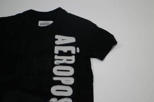 [ б/у одежда редкость прекрасный товар AEROPOSTALE NYC вышивка Logo футболка XS чёрный ] Aeropostale American Casual New York America меньше размер 