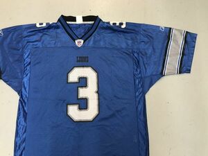 [ old clothes GAME TOPS rare beautiful goods ReebokNFL lion z uniform T-shirt light blue L] Reebok american football DetroitLions9HARRINGTON hiphopdance