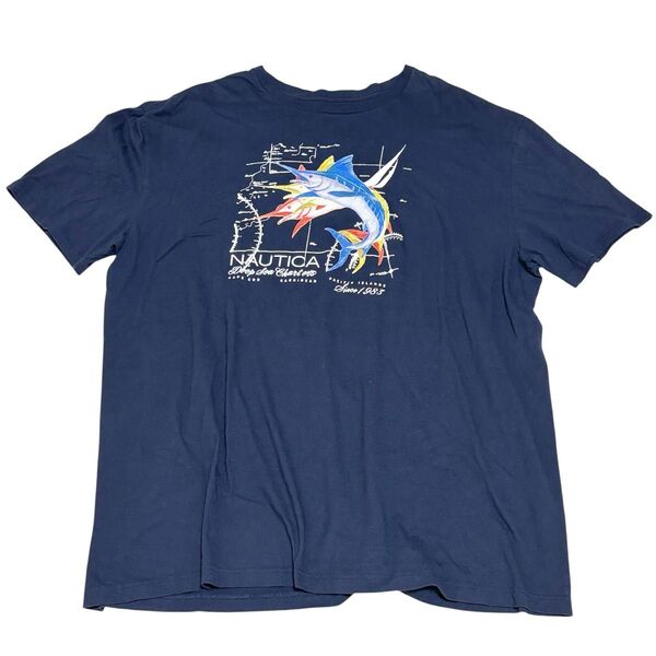 大きいサイズ NAUTICA ノーティカ Tシャツ XXXLサイズ カジキ カジキマグロ ネイビー プリントTシャツ ビッグサイズ