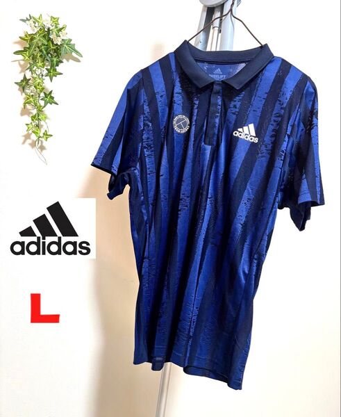 【adidas】【Lサイズ】 【美品】アディダス 半袖 Tシャツポロシャツトップス カットソー スポーツウェア トレーニングウェア