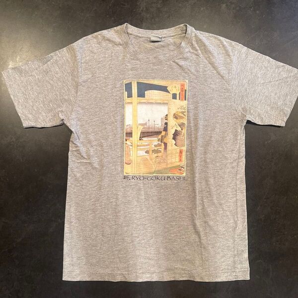 NIPPON KAIGAコレクション プリント 半袖 Tシャツ カットソー グレー 絵画Tシャツ フォト浮世絵メンズ XL