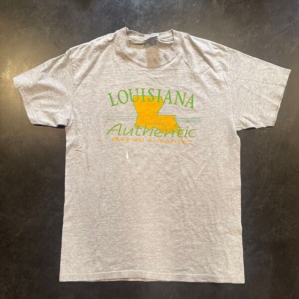 00s Hanes Louisiana Tシャツ プリント 半袖Tシャツ 古着 グレー 州 短丈 メンズ Mサイズ