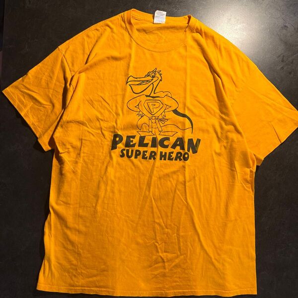 00s Tシャツ 半袖Tシャツ イエロー 半袖 メンズ ペリカン アニマルビックサイズ プリント 2 XL