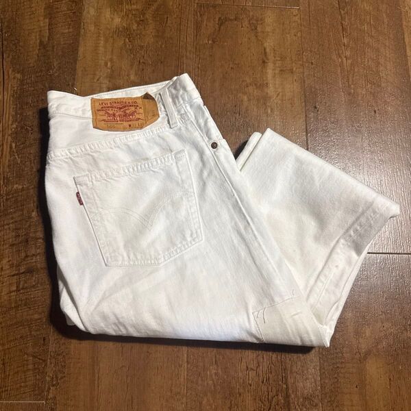 Levi’s 505 リーバイス デニムパンツ ホワイト 古着 ジーパン ジーンズ リメイクパッチ アメカジ ストリート33/33