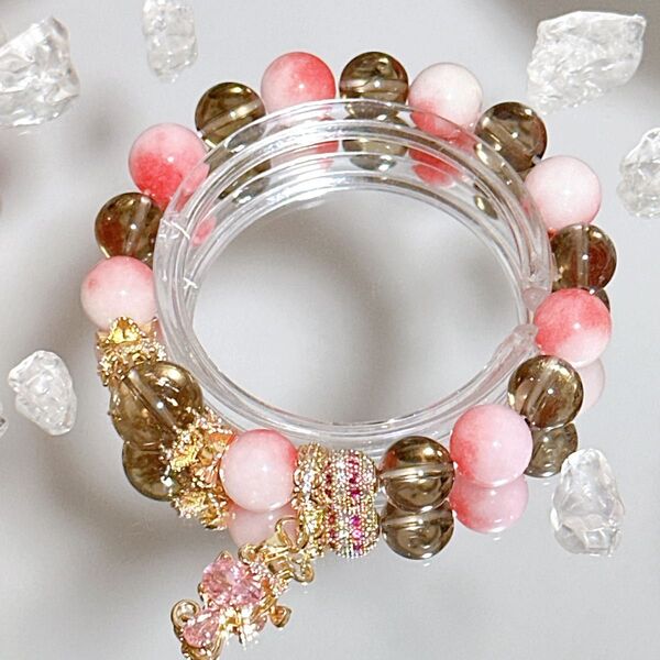 アイリススモーキークォーツ スモーキークォーツ 花翡翠 天然石ブレスレット
