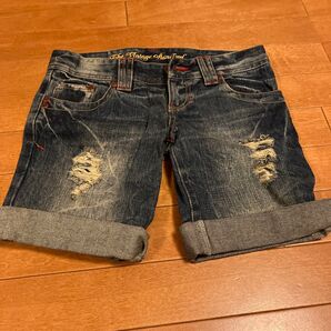 デニムハーフパンツ ダメージ加工 リメイク品 64