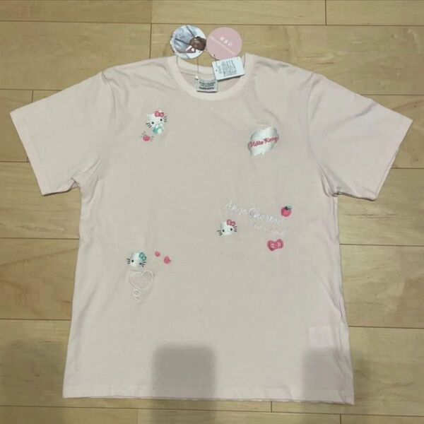 【 アンジュ シャルム × しまむら 】 辻希美 ハローキティ 刺繍 Tシャツ( ピンク )