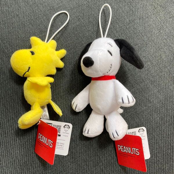 【新品 タグ付き】2個セット スヌーピー ウッドストック マスコット みんなといっしょ ぬいぐるみ マスコット キーホルダー