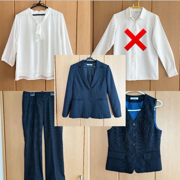 ★4点セット 11号★ セロリー selery 事務服 スーツ 制服 レディース ビジネス 就職 転職 パンツスーツ ブラウス