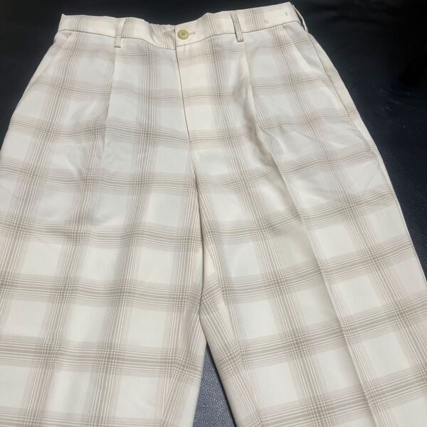 最終値下げ中!GU春夏スラックス チェック柄 ベージュ メンズM 美品 ユニクロ