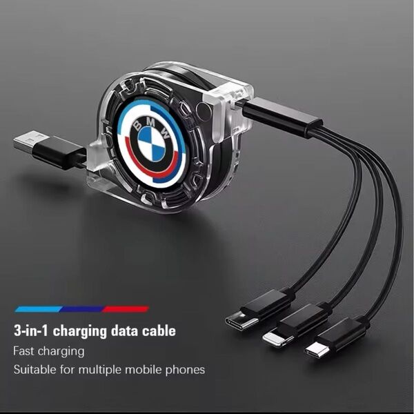 BMWマイクロUSBタイプC充電ケーブル,ブラック