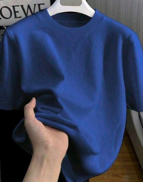 【ほぼ新品】セーター ニット おしゃれ サマーニット 半袖 ユニセックス ロイヤルブルー