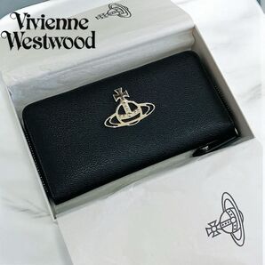 美品 ヴィヴィアンウエストウッド 長財布 オーブ アニー ラウンドファスナー ヴィーガン レザー サフィアーノ ロングウォレット