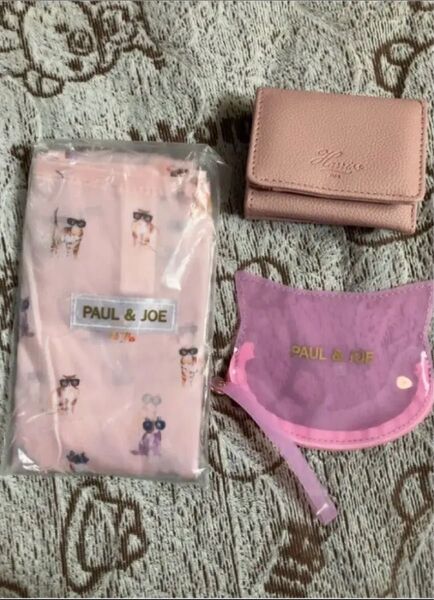 大人のおしゃれ手帖の開運三つ折財布&ゼクシィの付録のPAUL&JOEの猫のエコバッグ&ポーチセット