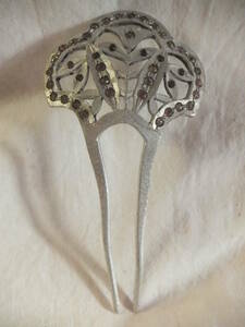 17.77 gram war front war middle war after Showa era period . ornamental hairpin hardness aluminium series metal Japanese clothes rhinestone Vintage antique costume small articles etc. .* C
