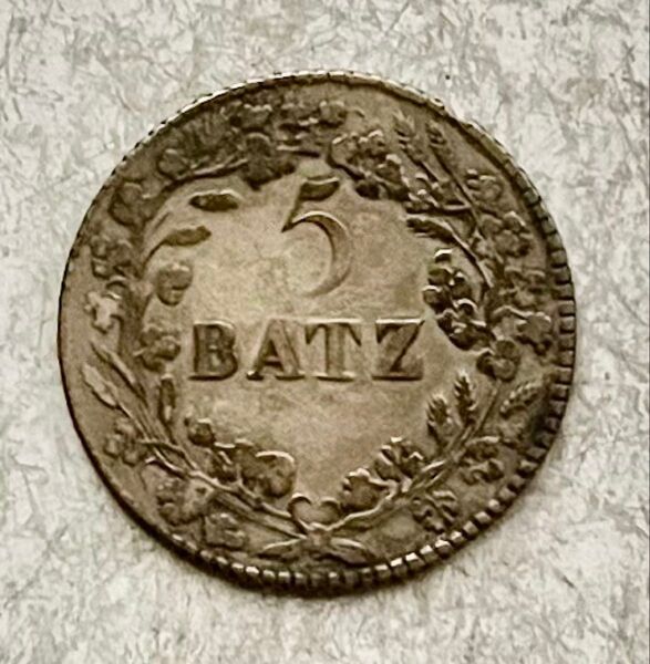 H188 1812年 5バッツェン銀貨 ヴォー州 スイス