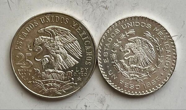 H183 1968年 25ペソ銀貨 オリンピック・1965年 1ペソ銀貨