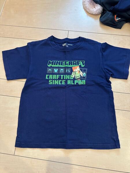ユニクロ マインクラフト Tシャツ キッズ130 ネイビー 古着