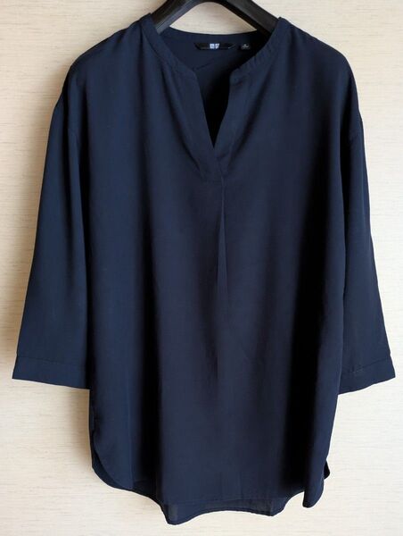UNIQLO レーヨンブラウス ネイビー M