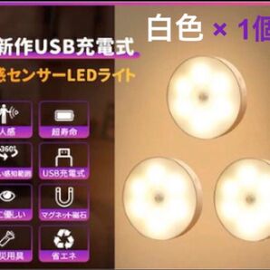 【24時間以内発送】地震による停電時にも大活躍!☆最新USB充電式☆『人感センサーLEDライト(白色・昼白色) 』× 1個♪