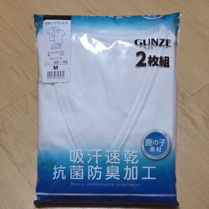 GUNZE VネックTシャツ 2枚組 Mサイズ ホワイト 新品未開封