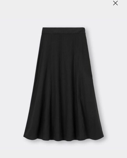 GU リネンブレンドフレアロングスカート 黒 M